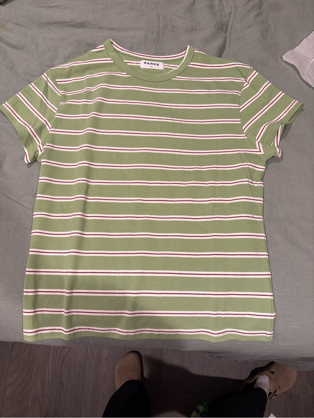 Parke Striped T-Shirt in Matcha Stripe